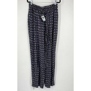 NEW MM. LaFleur The Flynn Swipe Print High Rise Trouser Pants Navy Womens Size 2